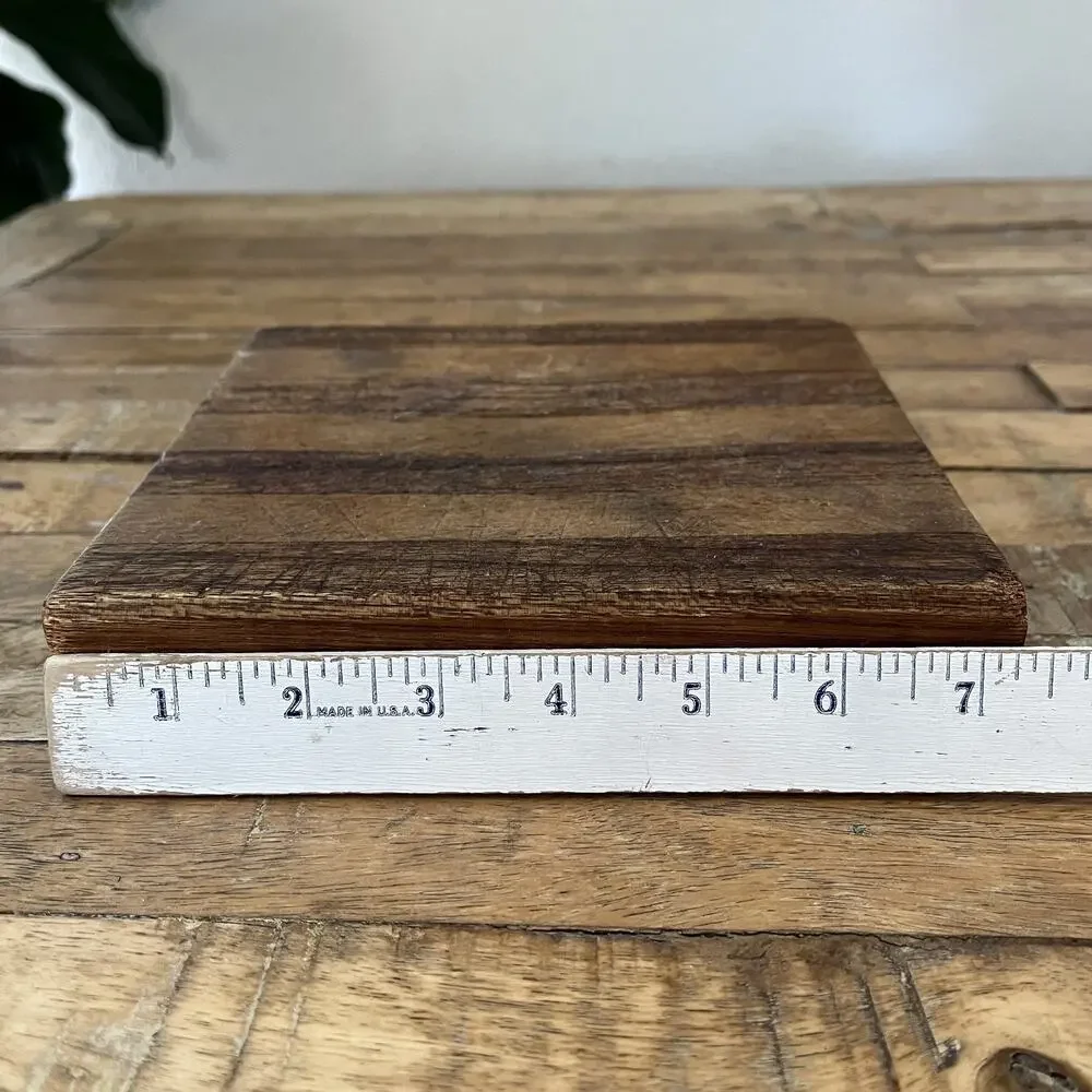 Solid Wood Cutting Serving Cheese Board 7 x 7.25 in Raised Feet Striped Design